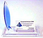 Acrylic Surfboard Business Card Holder with Clear Base